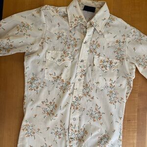 Vintage Cream Floral Men's Button Down Shirt
